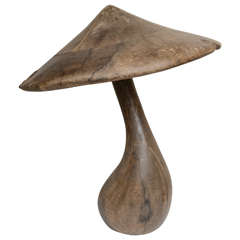 Large Early 20th Century French Hand Carved Wooden Mushroom Sculpture