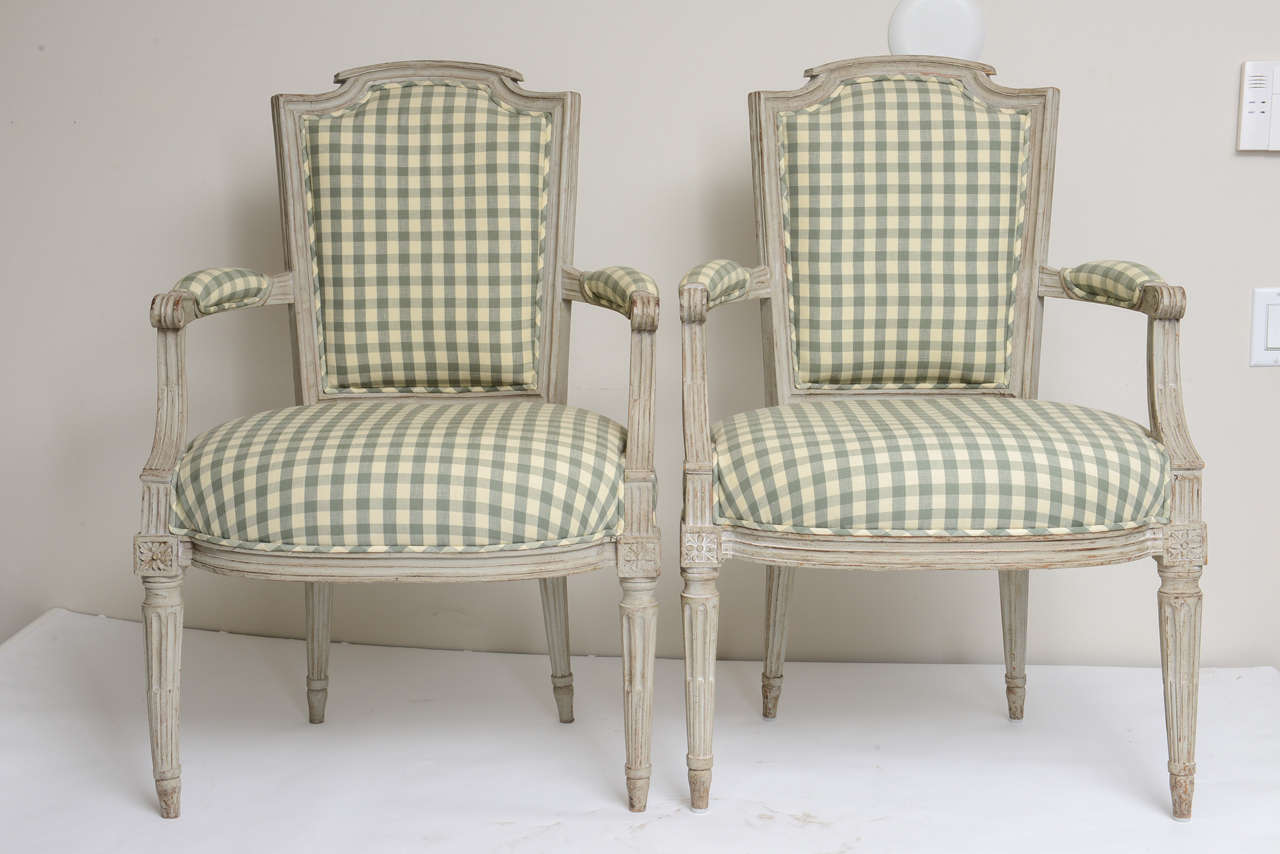 Pair of Upholstered Swedish Gustavian Armchairs