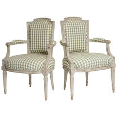 Pair of Upholstered Swedish Gustavian Armchairs