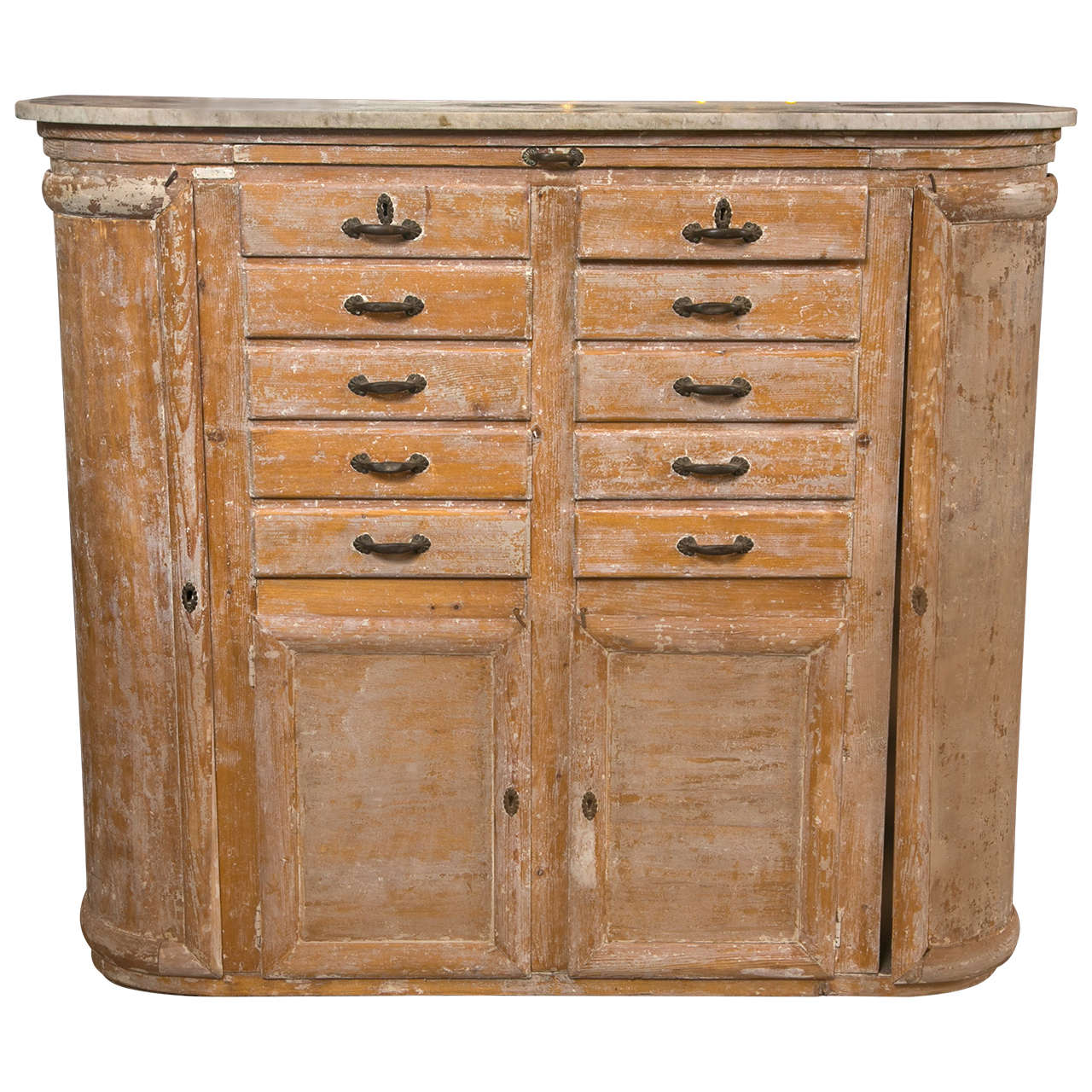 Marble-Top Rounded Corner Cabinet