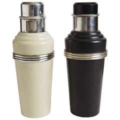 Master Incolor Catalin And Silver Plate Art Deco Cocktail Shakers