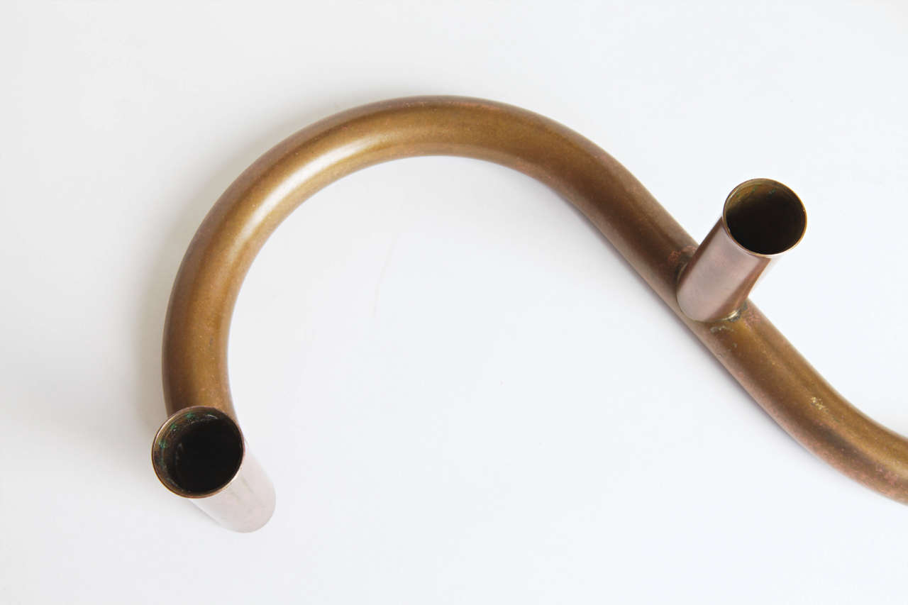 Unknown Bauhaus influenced copper art deco candlestick holder For Sale