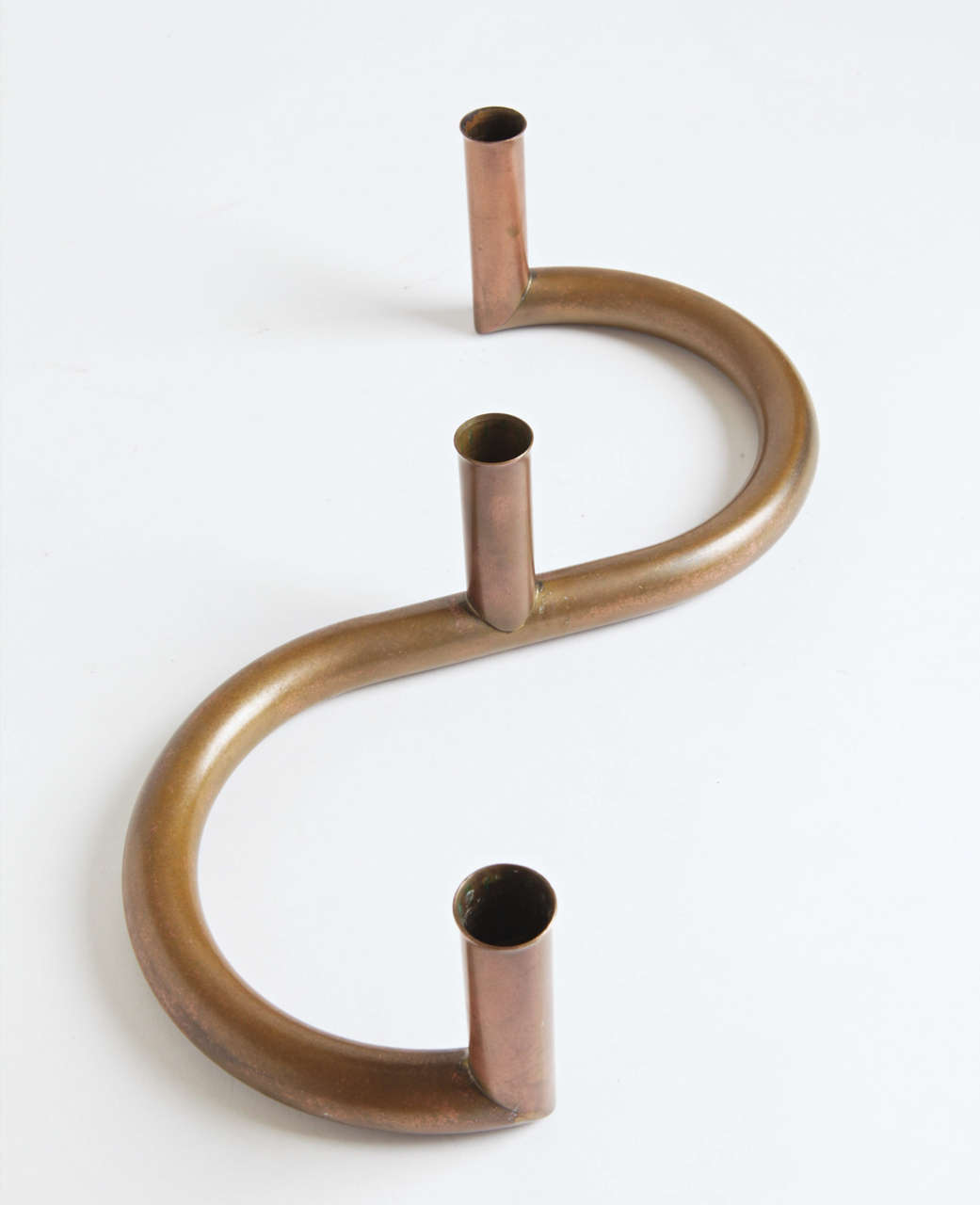 Mid-20th Century Bauhaus influenced copper art deco candlestick holder For Sale