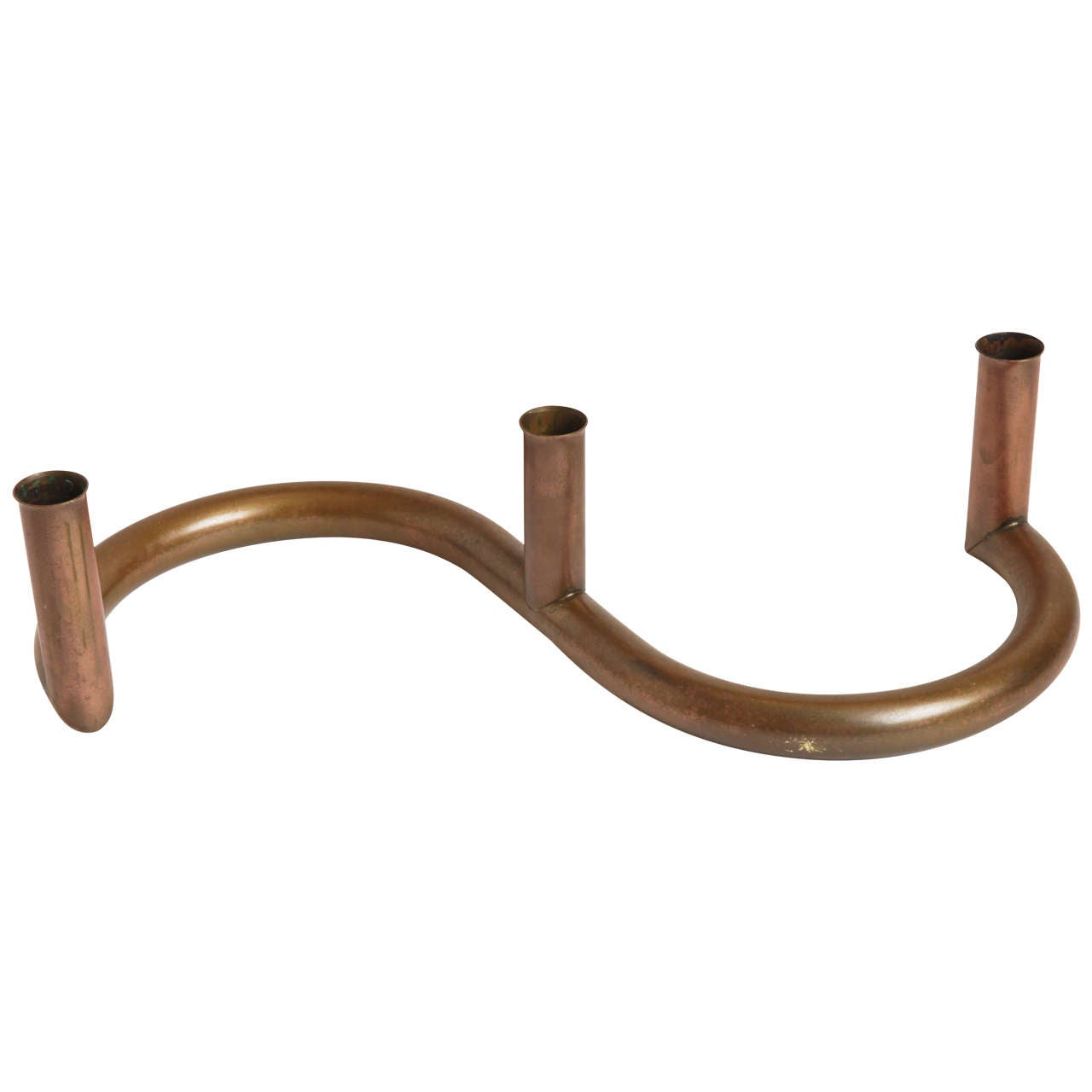 Bauhaus influenced copper art deco candlestick holder For Sale