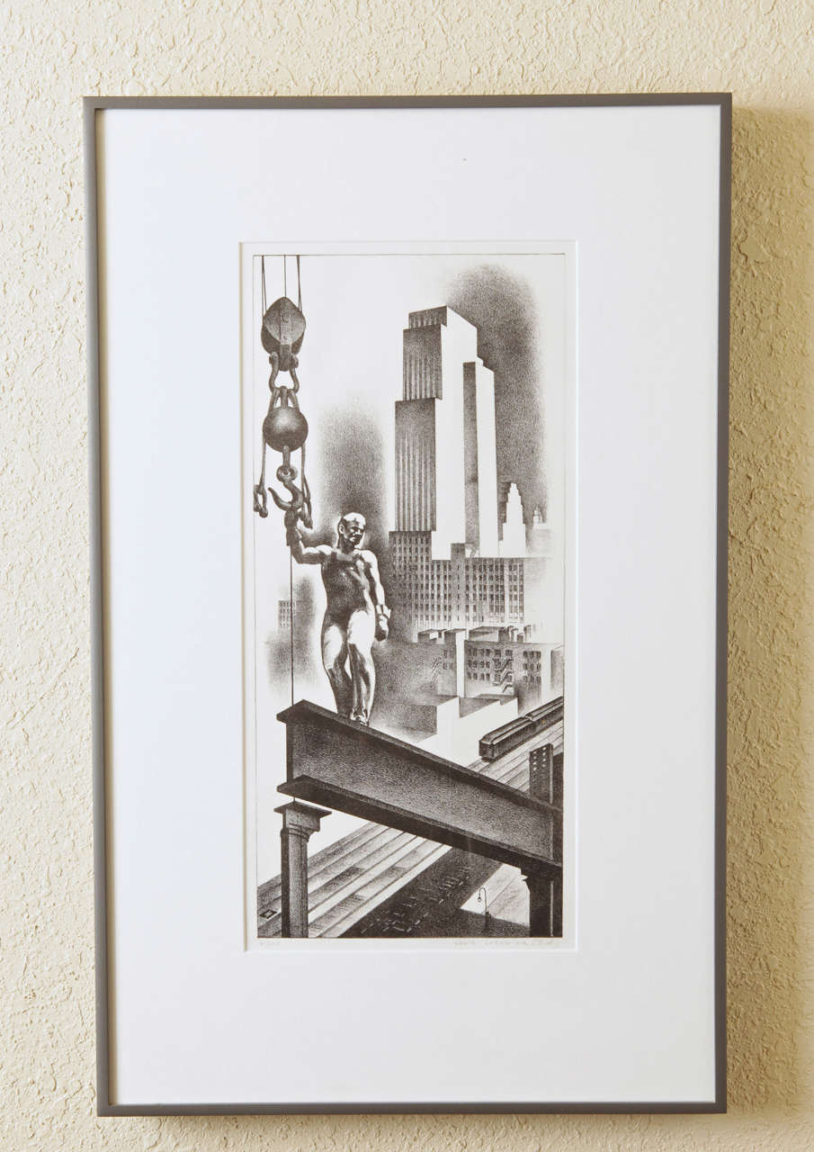 Louis Lozowick "Above the City" WPA Skyscraper litho Ney York City