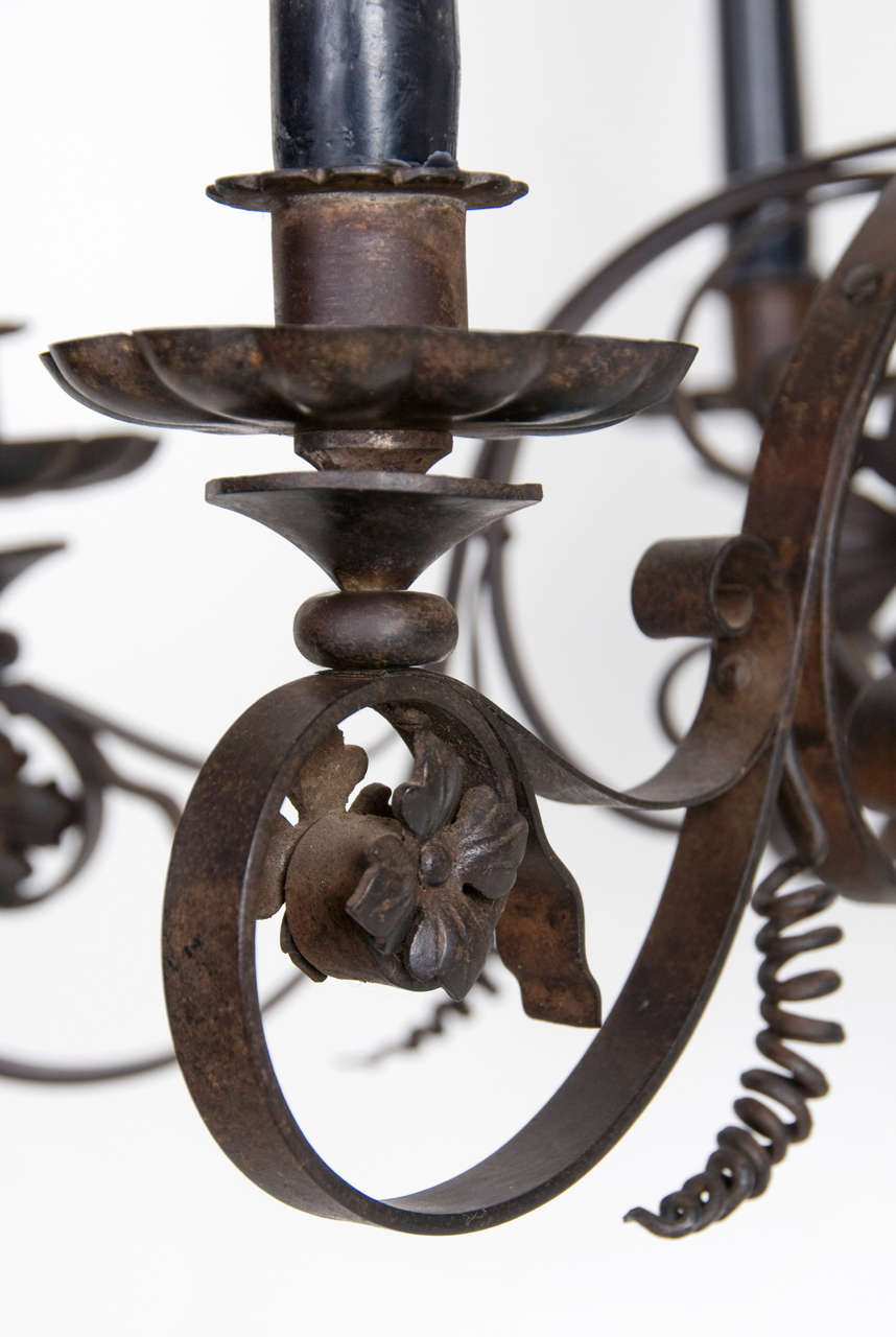 Renaissance Revival Decorative Forged Iron Chandelier For Sale
