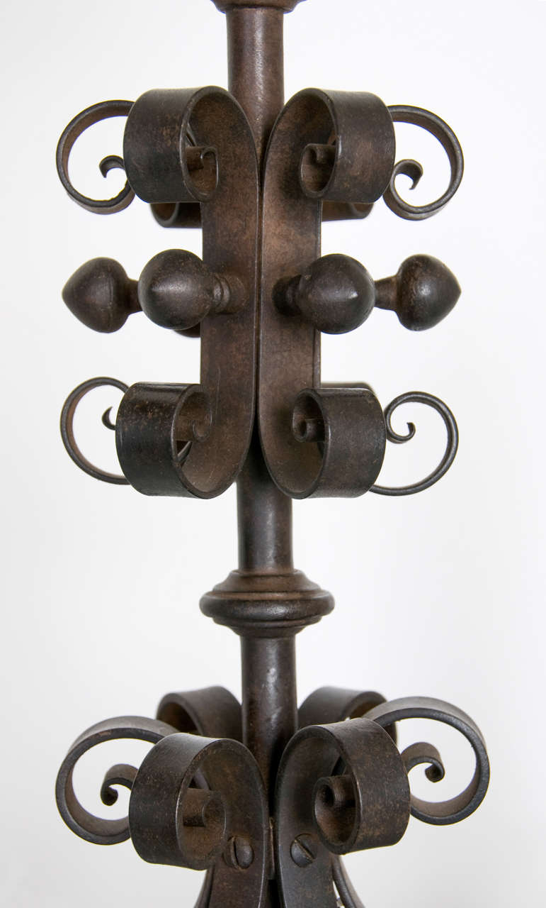 French Decorative Forged Iron Chandelier For Sale