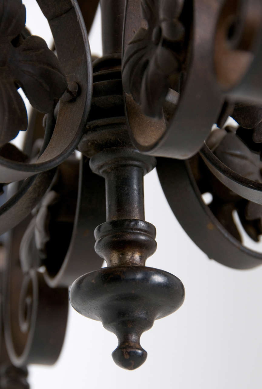 20th Century Decorative Forged Iron Chandelier For Sale