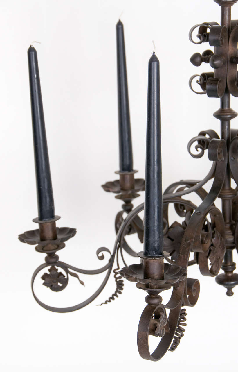 Decorative Forged Iron Chandelier For Sale 2