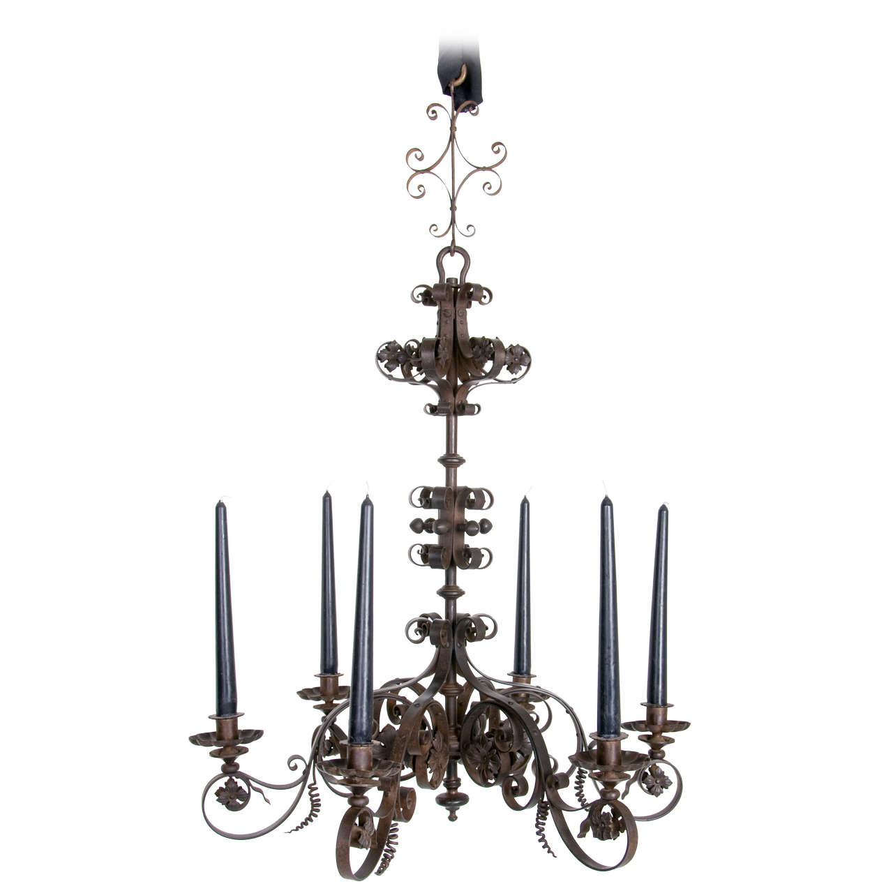Decorative Forged Iron Chandelier For Sale