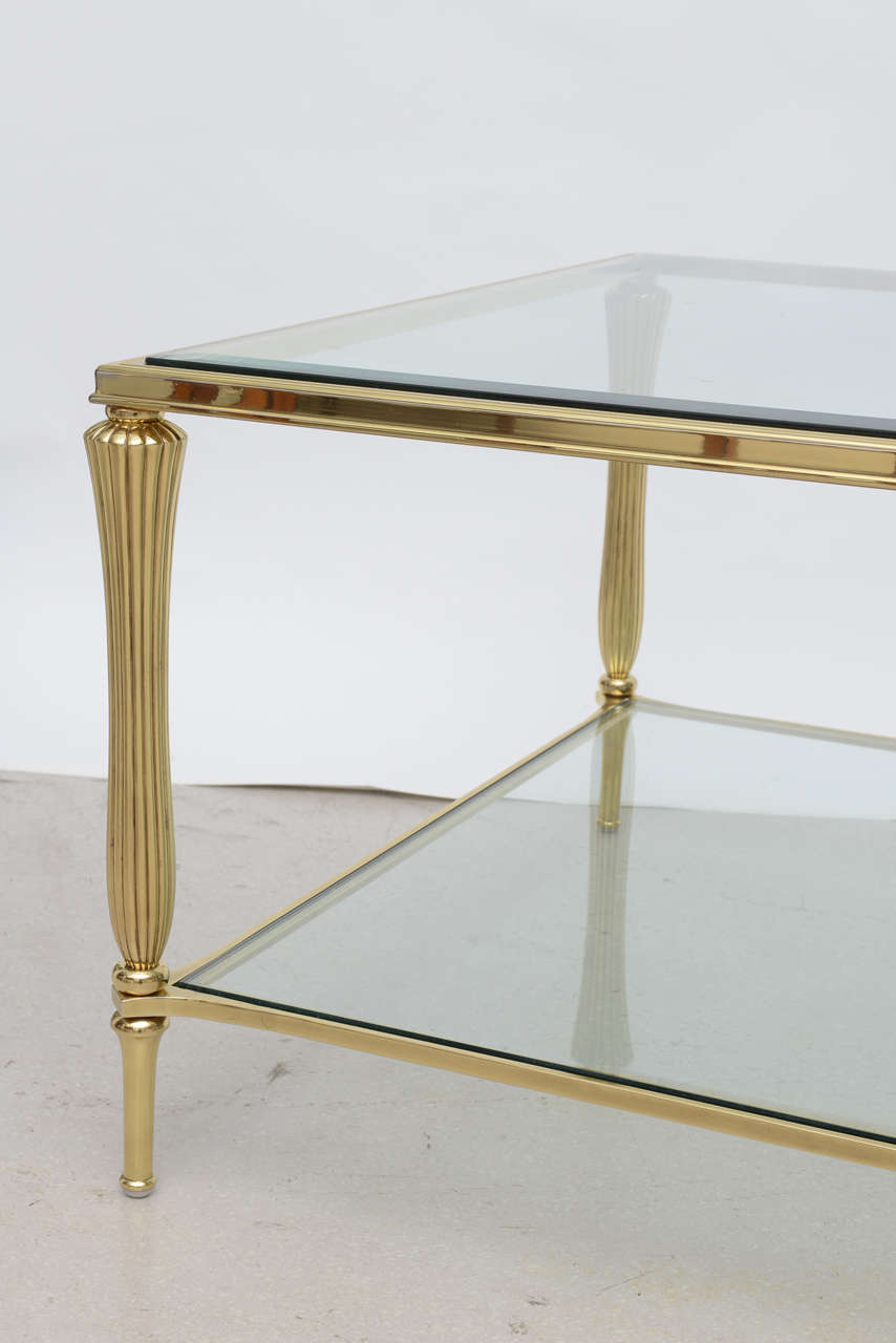 Vintage Brass and Glass Regency Style Coffee Table In Excellent Condition In West Palm Beach, FL