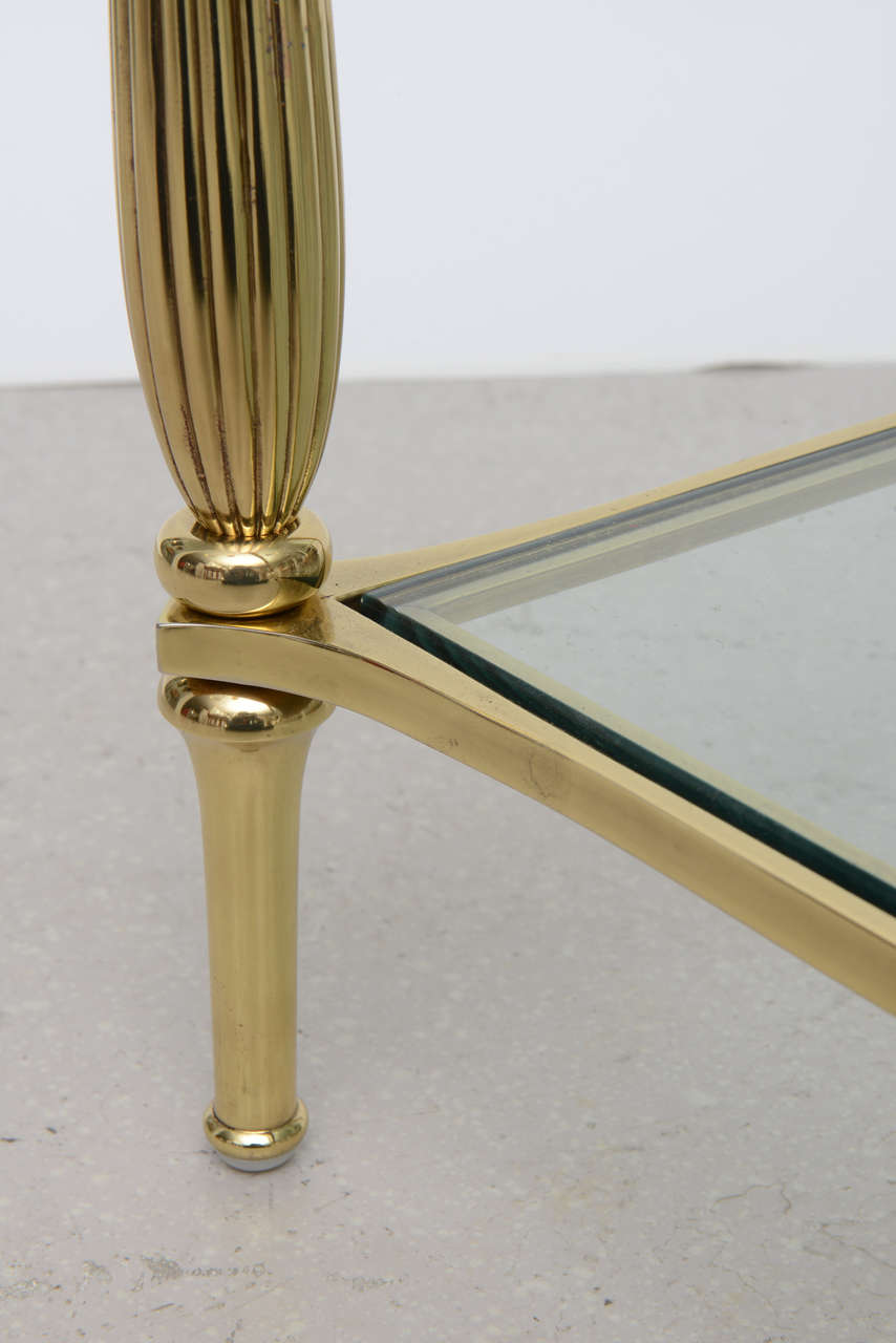 Vintage Brass and Glass Regency Style Coffee Table 1