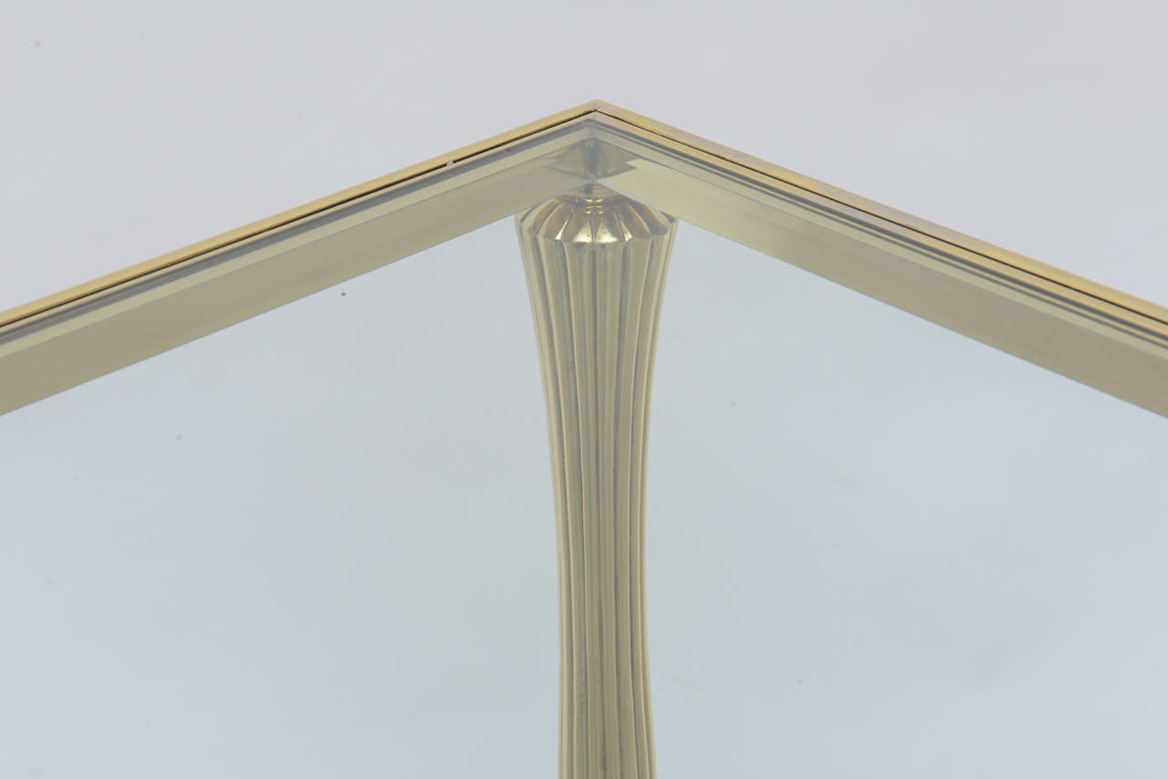 Vintage Brass and Glass Regency Style Coffee Table 3