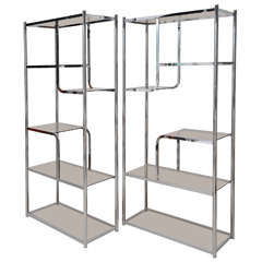 Pair of Smoked Glass 
Chrome Etageres