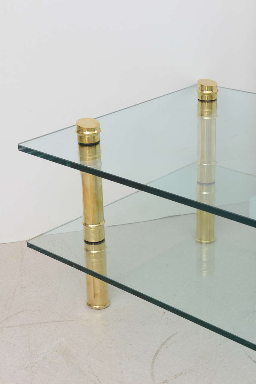Unknown Brass Faux Bamboo Coffee Table For Sale