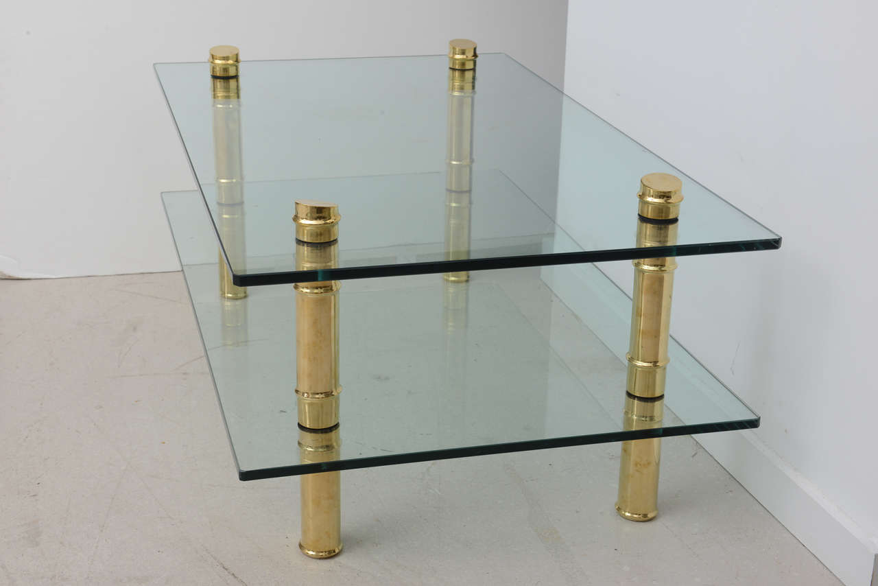 Brass Faux Bamboo Coffee Table For Sale 1