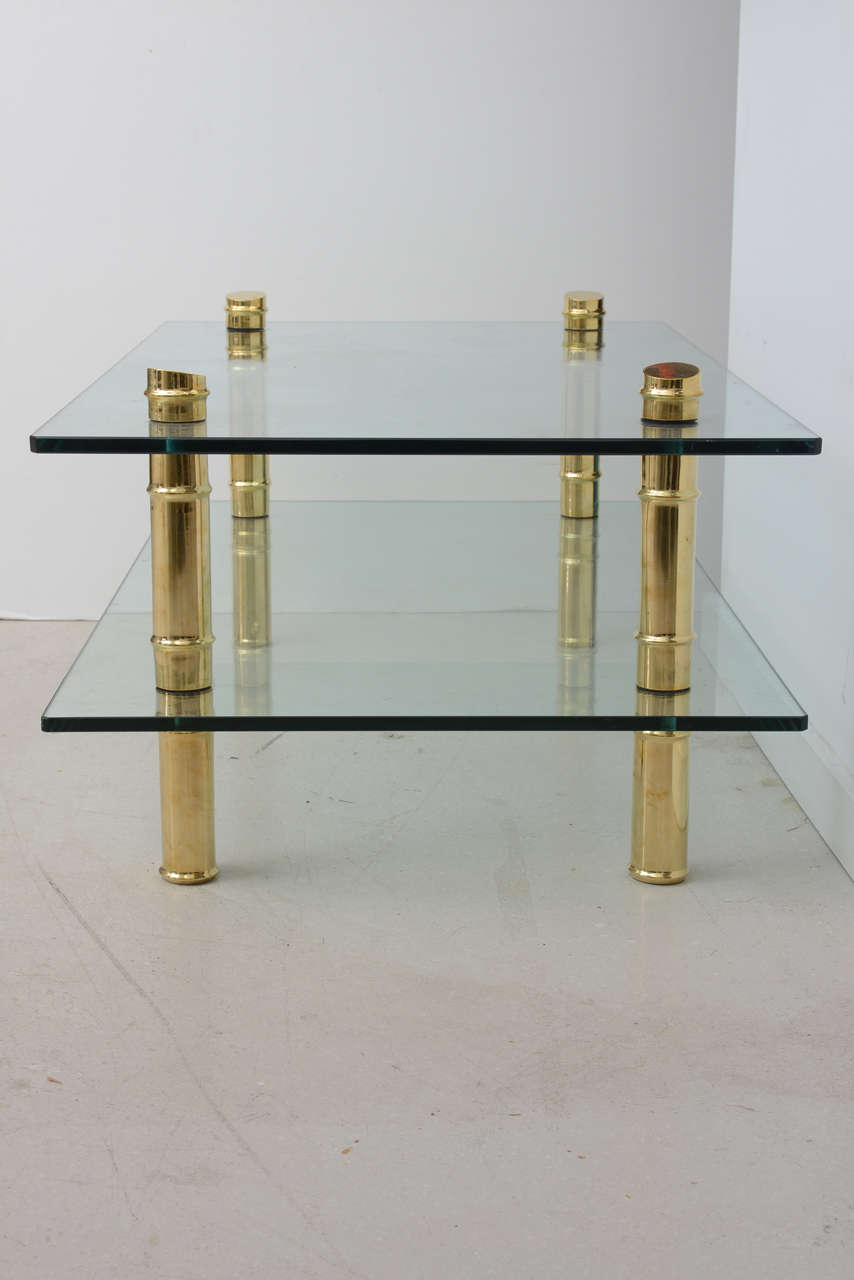 Brass Faux Bamboo Coffee Table For Sale 2