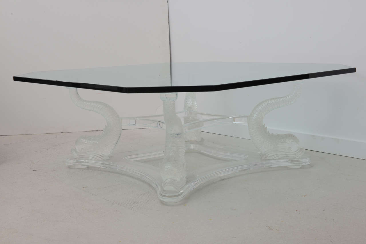 Vintage Lucite Dolphin Table In Excellent Condition In West Palm Beach, FL
