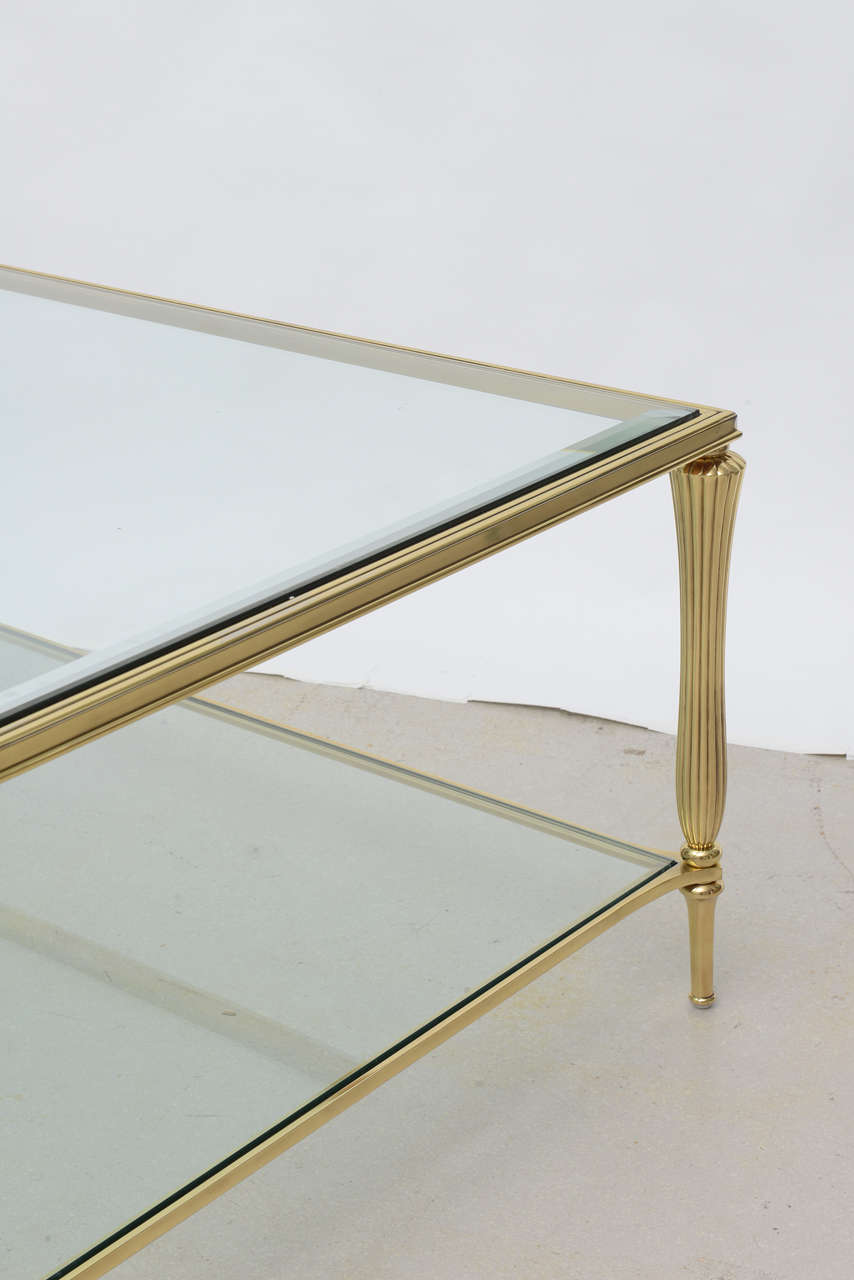 Vintage Brass and Glass Regency Style Coffee Table at 1stDibs