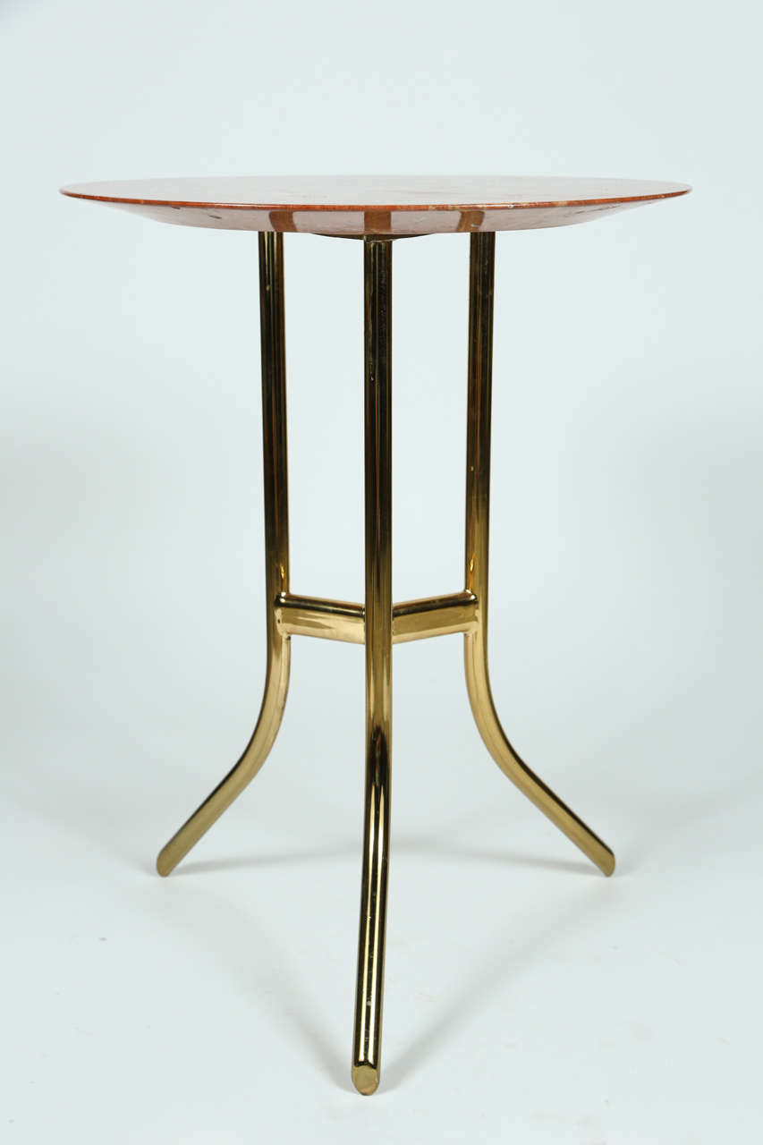 Marble and steel occasional table in the manner of Cedric Hartman c.1970.