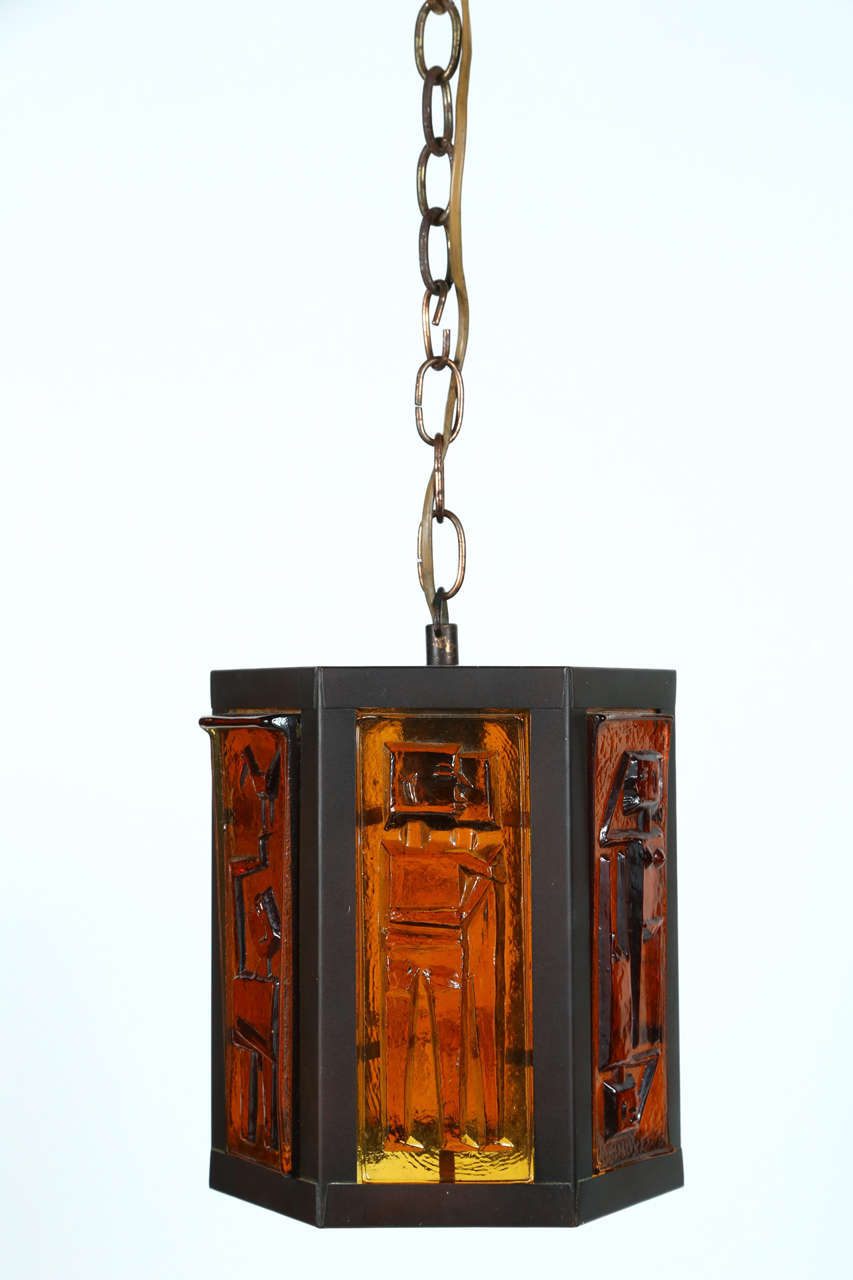 Six panel glass lantern by Erik Hoglund for Boda Nova Glassworks c.1965.