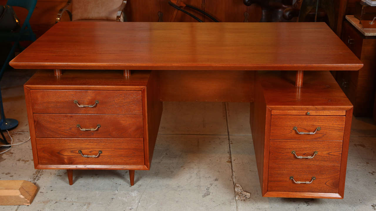 Red birch collectors desk from Northern California with glass display cases c.1950.