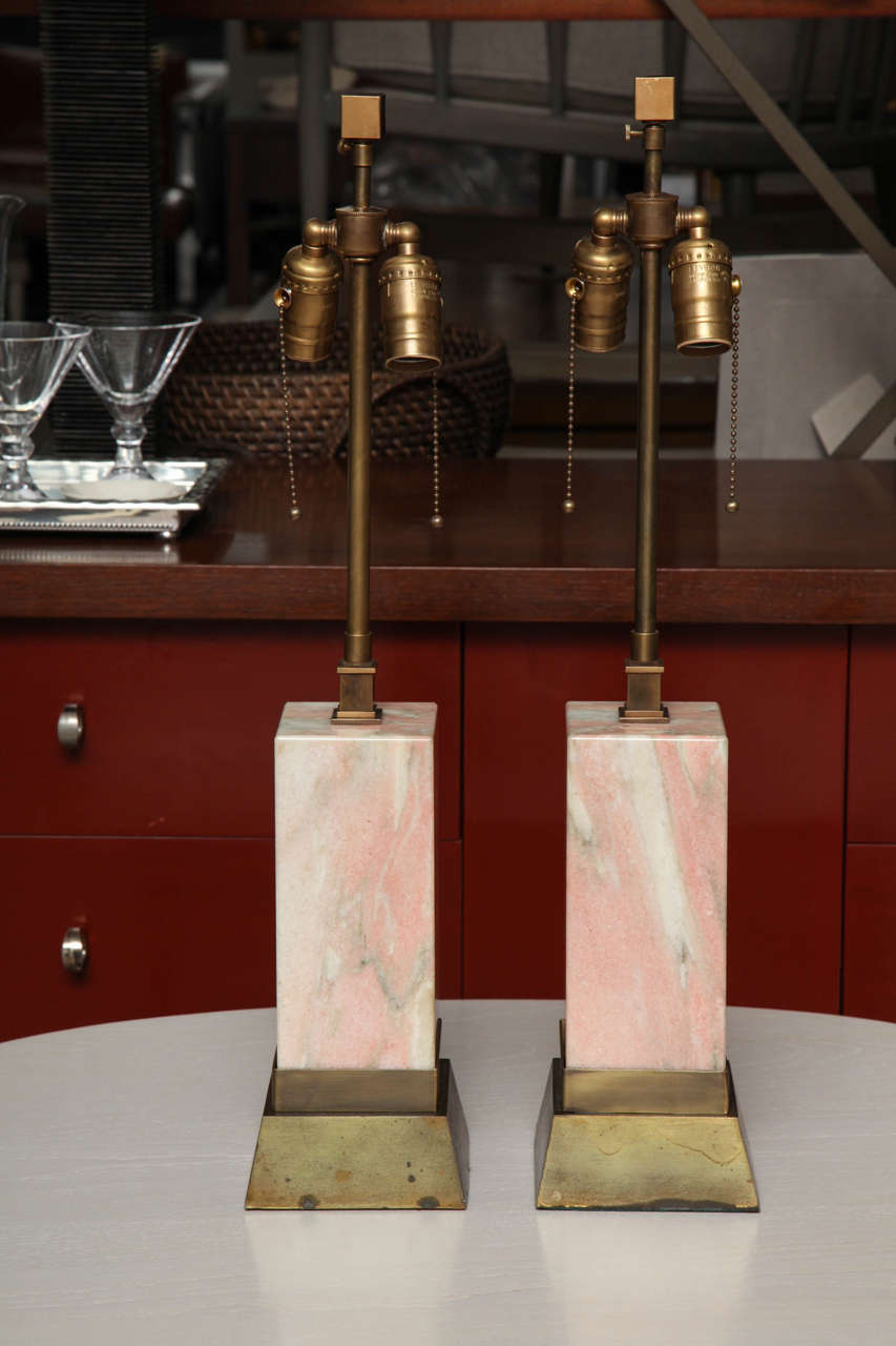Pair of Marble Bedside Lamps