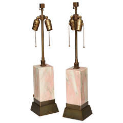 Pair of Marble Bedside Lamps