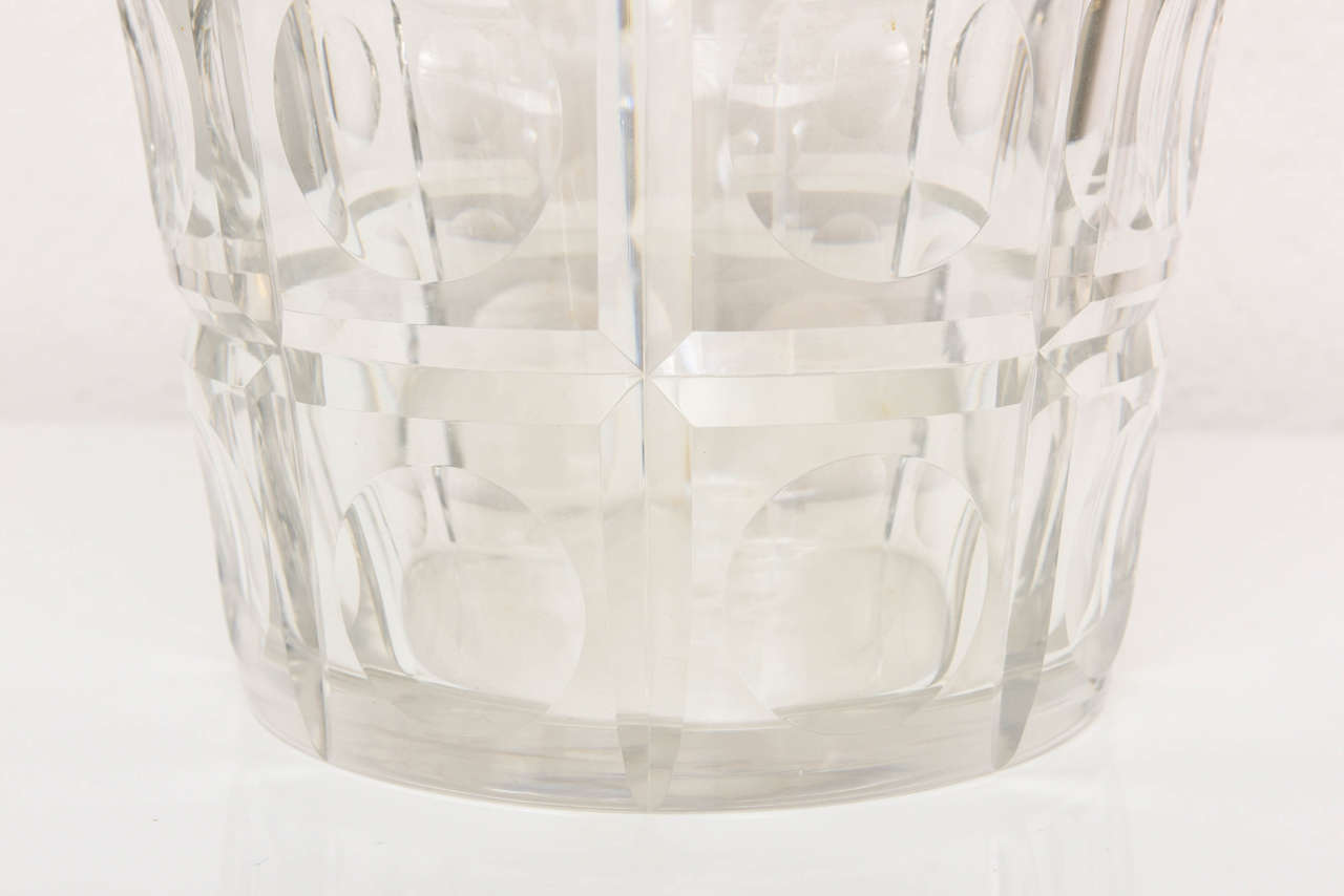 20th Century Cut Crystal and Brass Ice Bucket