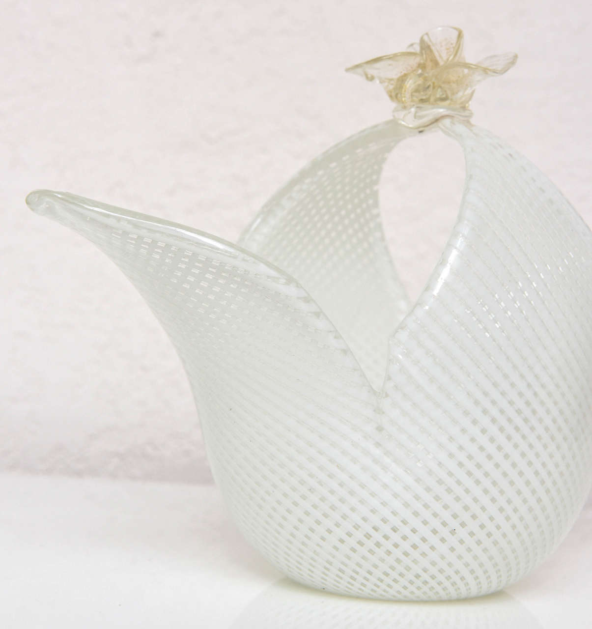 Murano Glass Mid-Century Reticello Murano Art-Glass Basket: Dino Martins