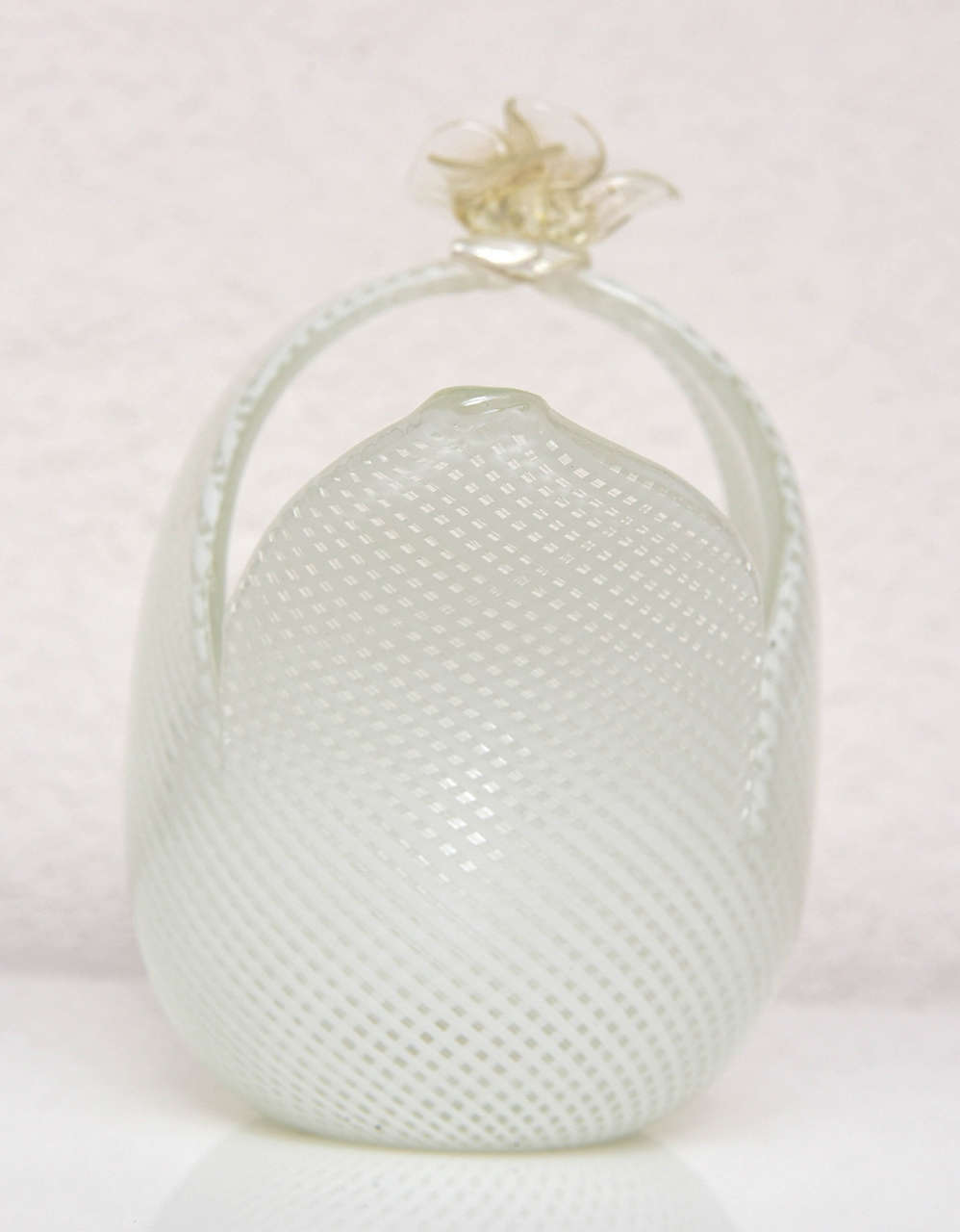 Mid-Century Reticello Murano Art-Glass Basket: Dino Martins 1