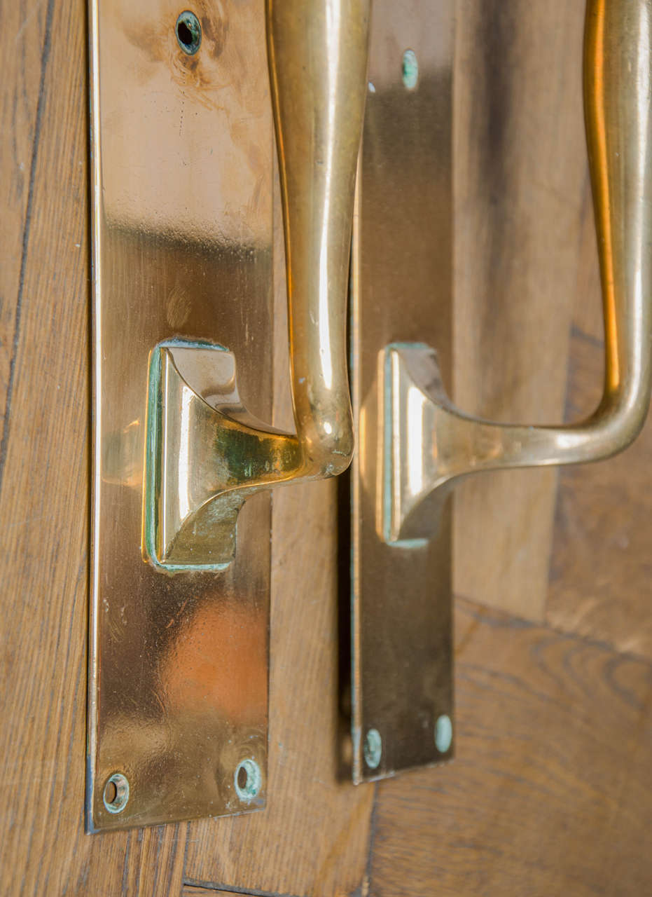 19th Century Five Pairs of Antique Brass Door Pull Handles For Sale