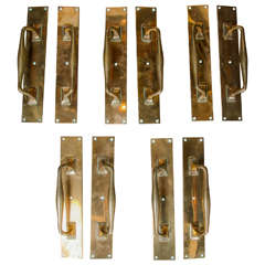 Five Pairs of Antique Brass Door Pull Handles