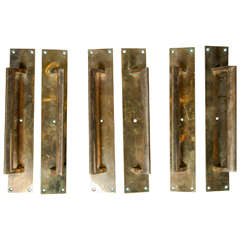 Antique Two Pairs of Art Deco Brass Door Pull Handles