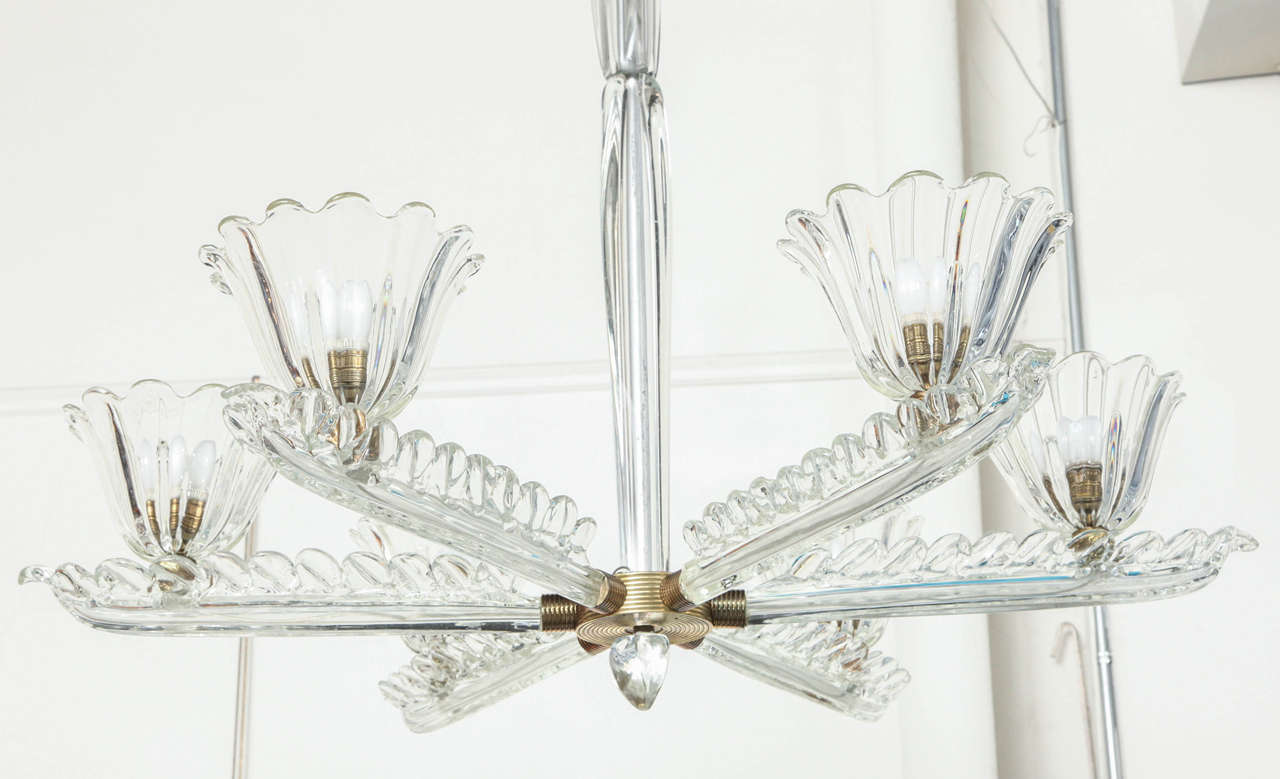 Art Deco Flavio Poli Large six-arm chandelier made in Italy by Seguso For Sale