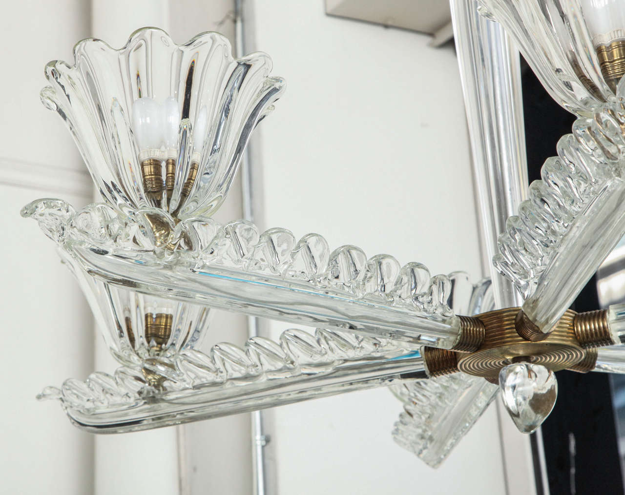 Italian Flavio Poli Large six-arm chandelier made in Italy by Seguso For Sale