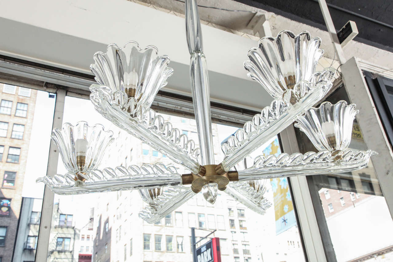 Mid-20th Century Flavio Poli Large six-arm chandelier made in Italy by Seguso For Sale