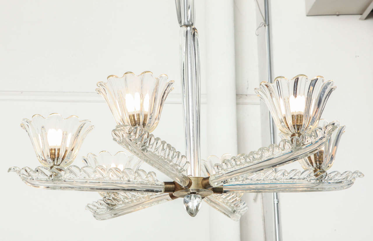 Flavio Poli Large six-arm chandelier made in Italy by Seguso For Sale 1