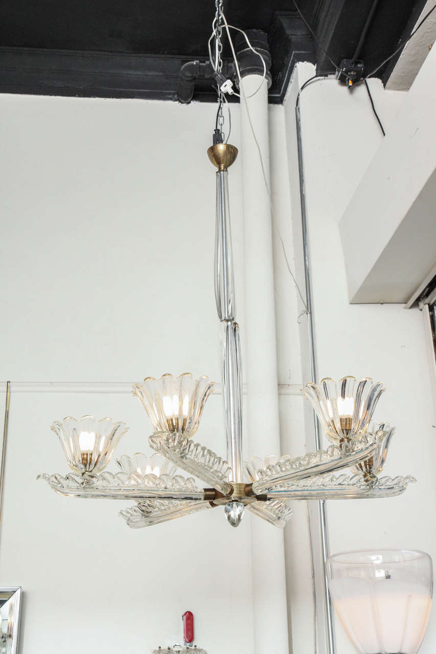 Flavio Poli Large six-arm chandelier made in Italy by Seguso For Sale 2