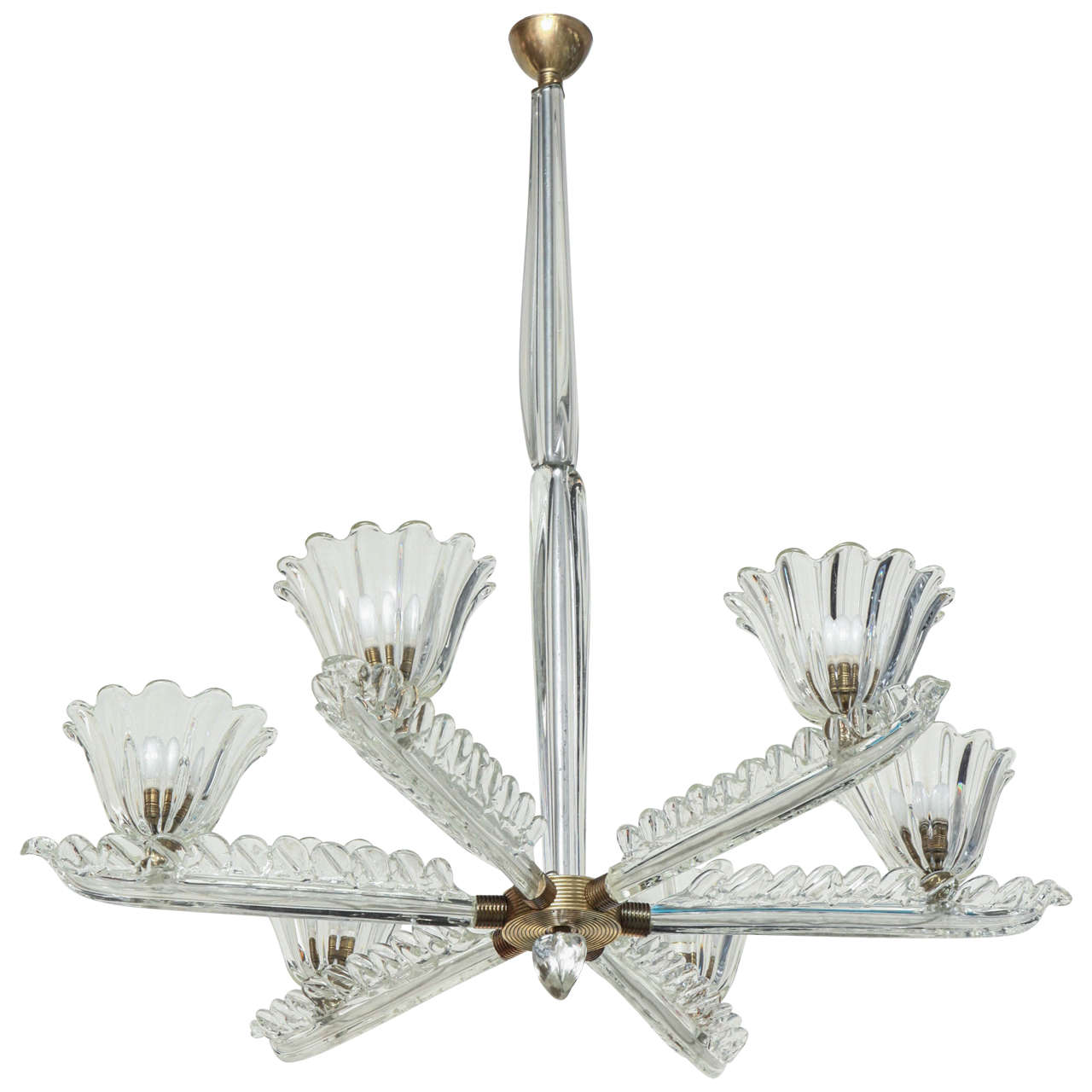 Flavio Poli Large six-arm chandelier made in Italy by Seguso For Sale