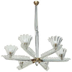 Flavio Poli Large six-arm chandelier made in Italy by Seguso