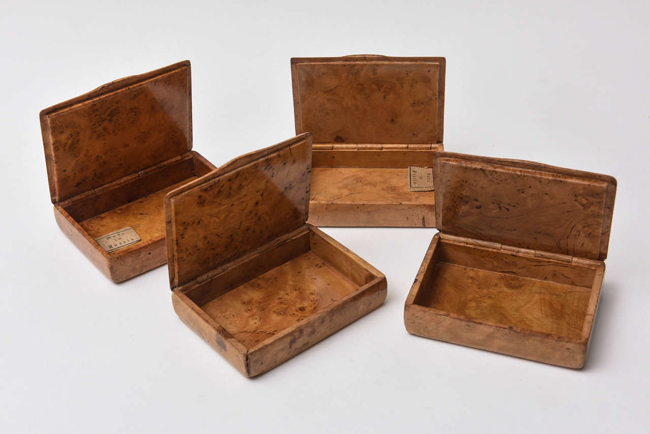 Hand-Crafted Amboyna Wood Cigarette Cases Set Made in Russia
