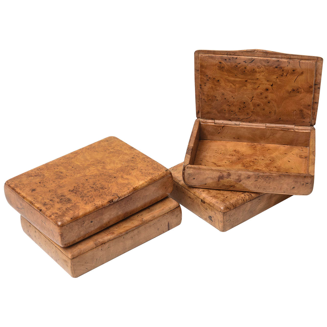 Amboyna Wood Cigarette Cases Set Made in Russia