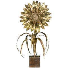 Vintage Brass Flower Pot as a Table Lamp