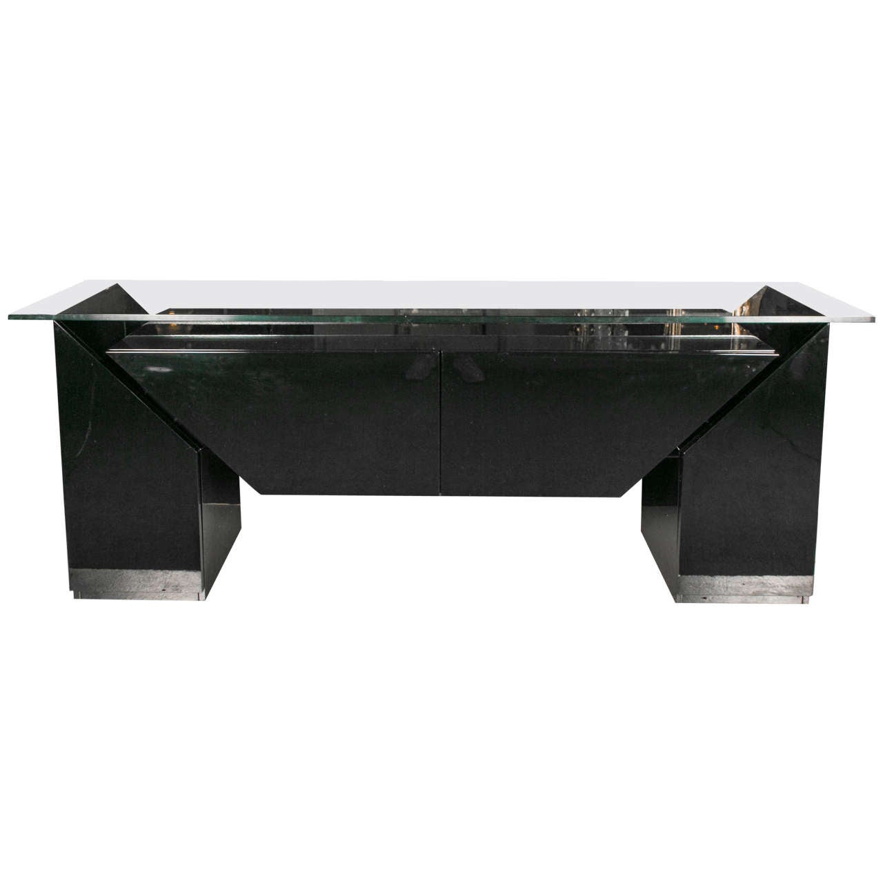 Large Buffet, Black Lacquer For Sale
