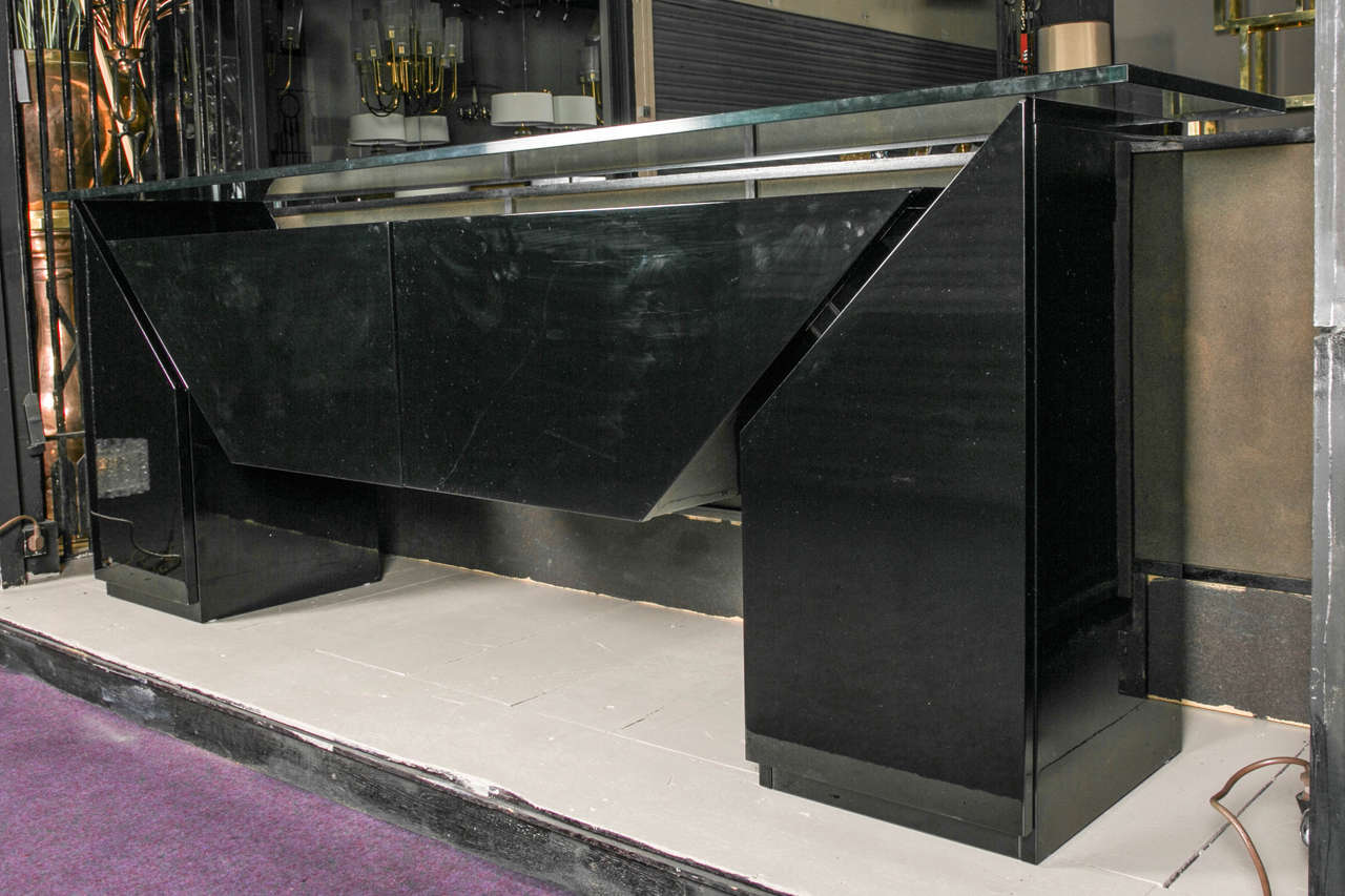 French Large Buffet, Black Lacquer For Sale
