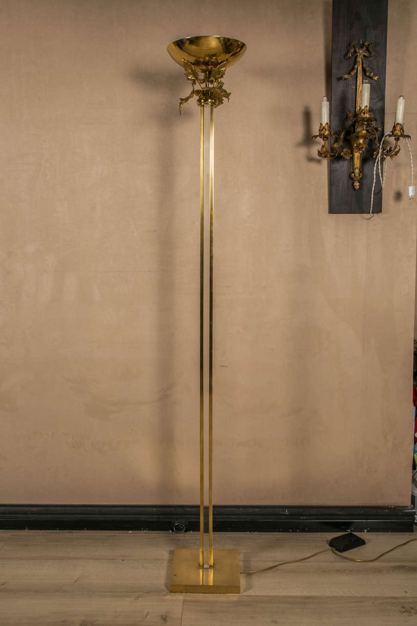 1970 Floor Lamp in Gilt Brass and Plexiglass