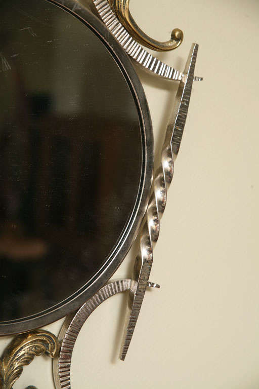 G. Poillerat Style French Art Deco Metal Mirror 2