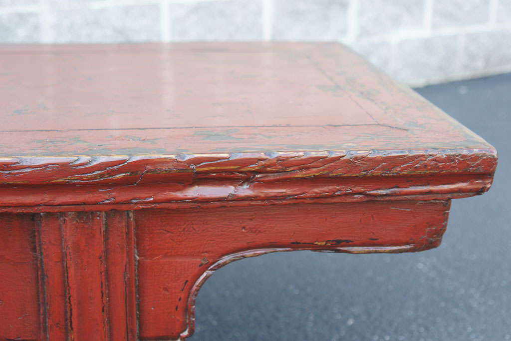 Early to Mid 19hC. Q'ing Dynasty Shandong Red Lacquered Tea Table 3