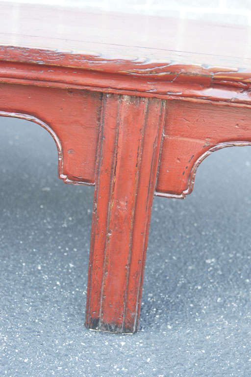 Early to Mid 19hC. Q'ing Dynasty Shandong Red Lacquered Tea Table 4